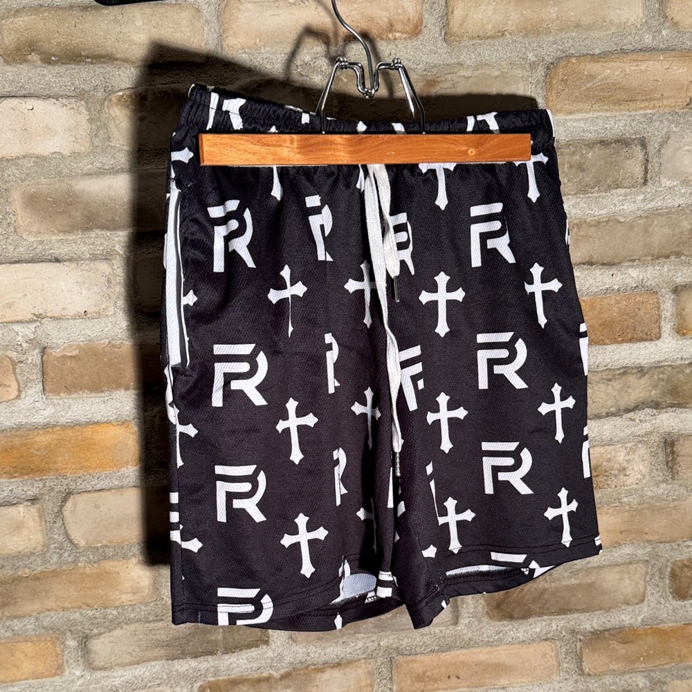 FKN Rich Black and White Graphic Shorts